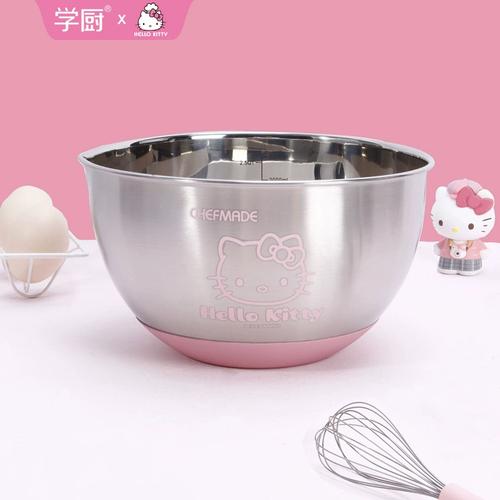 学厨304不锈钢打蛋盆kitty和面沙拉盆奶油打发碗洗菜盆带刻度加厚